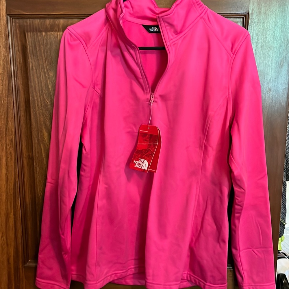 Large north face bright pink quarter zip